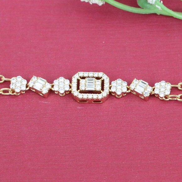 "Elegant Rose Gold Bracelet with Sparkling Gem Accents, XPBL0936 - Picture 13 of 14